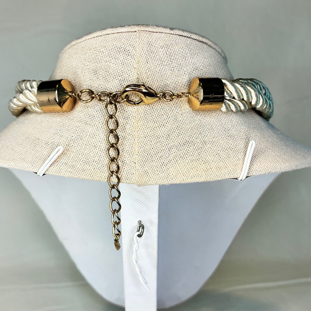 Chunky Statement Rope Necklace Rhinestone Faceted Mirror Pendants Gold Tone - Picture 11 of 16